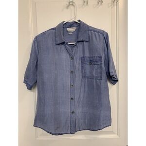 Vintage Potomac Collection 100% Silk Shirt Short Sleeve Button Up Women's Small